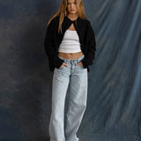 Low Rise Parallel Jeans in 80s Light Blue Wash