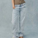 Low Rise Parallel Jeans in 80s Light Blue Wash