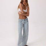 Low Rise Parallel Jeans in 80s Light Blue Wash