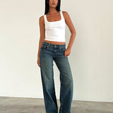 Low Rise Parallel Jeans in Bright Blue