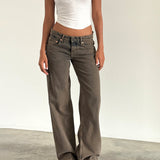 Low Rise Parallel Jeans in Dark Sand