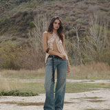 Low Rise Parallel Jeans in Extreme Blue Green