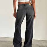 Low Rise Parallel Jeans in Grey Used Bleach