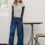 Low Rise Parallel Jeans in Mid Blue Used