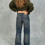Low Rise Parallel Jeans in Steel Blue