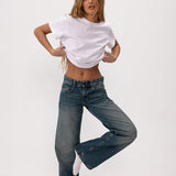 Low Rise Parallel Jeans in Steel Blue