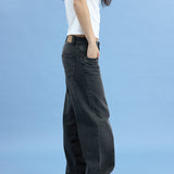 Low Rise Parallel Jeans in Washed Black Grey