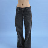 Low Rise Parallel Jeans in Washed Black Grey