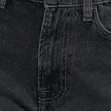 Mid Rise Turn Up Straight Jeans in Washed Black Grey