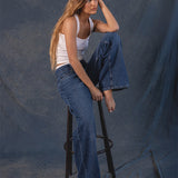 Roomy Extra Wide Low Rise Jeans in Mid Blue Used