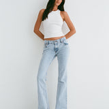 Rigid Low Rise Flare Jeans in 80s Light Wash