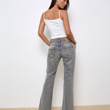 Rigid Low Rise Flare Jeans in Grey Wash