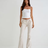 Rigid Low Rise Flare Jeans in Off White