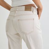 Rigid Low Rise Flare Jeans in Off White