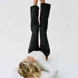 Rigid Low Rise Flare Jeans in Washed Black Grey