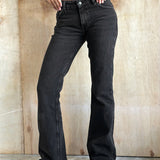 Rigid Low Rise Flare Jeans in Washed Black Grey