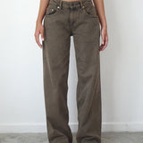 Roomy Extra Wide Low Rise Jeans in Dark Black Sand