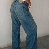 Roomy Extra Wide Low Rise Jeans in Vintage Blue Green