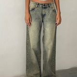 Roomy Extra Wide Low Rise Jeans in Sand Wash Blue