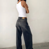 Roomy Extra Wide Low Rise Jeans in Grey Used Bleach