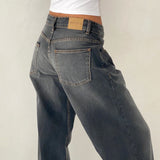 Roomy Extra Wide Low Rise Jeans in Grey Used Bleach