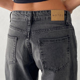 Roomy Extra Wide Low Rise Jeans in Washed Black Grey