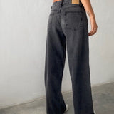 Roomy Extra Wide Low Rise Jeans in Washed Black Grey