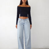 Roomy Extra Wide Low Rise Jeans in Extreme Light Blue Wash