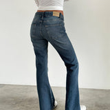 Rigid Low Rise Flare Jeans in Dark Vintage