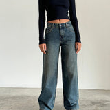 Roomy Extra Wide Jeans in Brown Blue Acid