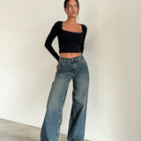 Roomy Extra Wide Jeans in Brown Blue Acid