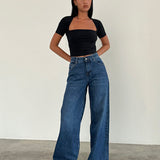 Roomy Extra Wide Jeans in Mid Blue Used