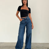 Roomy Extra Wide Jeans in Mid Blue Used