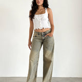 Roomy Extra Wide Leg Low Rise Jeans in Sandy Blue Acid