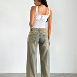 Roomy Extra Wide Leg Low Rise Jeans in Sandy Blue Acid