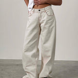 Roomy Extra Wide Low Rise Jeans in Off White