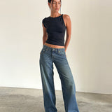 Roomy Extra Wide Low Rise Jeans in Bright Blue