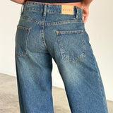 Roomy Extra Wide Low Rise Jeans in Bright Blue