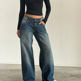 Roomy Extra Wide Low Rise Jeans in Dark Vintage
