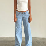 Roomy Extra Wide Low Rise Jeans in Light Wash Blue