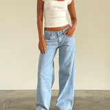 Roomy Extra Wide Low Rise Jeans in Light Wash Blue