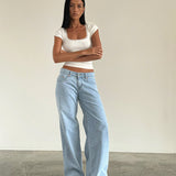 Roomy Extra Wide Low Rise Jeans in Light Wash Blue