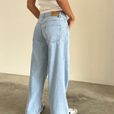 Roomy Extra Wide Low Rise Jeans in Light Wash Blue
