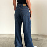 Roomy Extra Wide Low Rise Jeans in Mid Indigo Blue