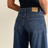 Roomy Extra Wide Low Rise Jeans in Mid Indigo Blue