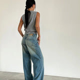 Roomy Extra Wide Low Rise Jeans in Sea Green