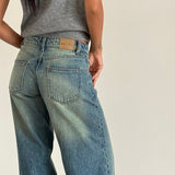 Roomy Extra Wide Low Rise Jeans in Sea Green