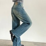 Roomy Extra Wide Low Rise Jeans in Sea Green