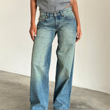 Roomy Extra Wide Low Rise Jeans in Sea Green
