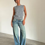 Roomy Extra Wide Low Rise Jeans in Sea Green
